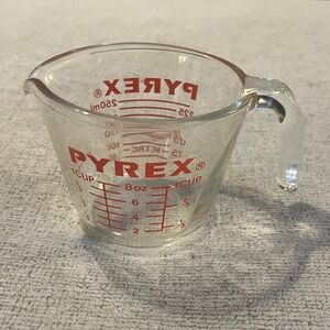 Vintage Pyrex 1 Cup Glass Measuring Cup 8oz 250ml Red Lettering 508 Corning NY
